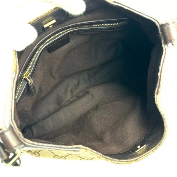 GUCCI Brown GG Sherri Horsebit Line Monogram Shoulder Tote Bag EUC - Picture 5 of 12